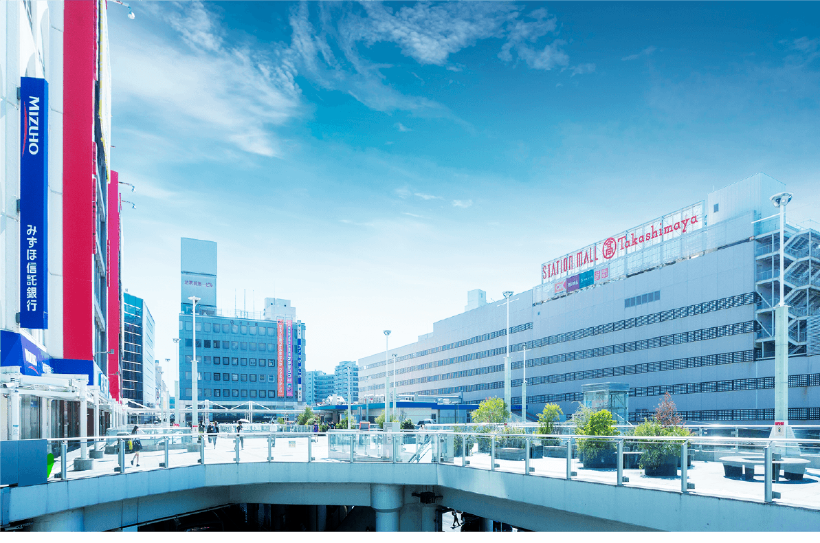柏駅東口の街並み［徒歩11分・約850m］